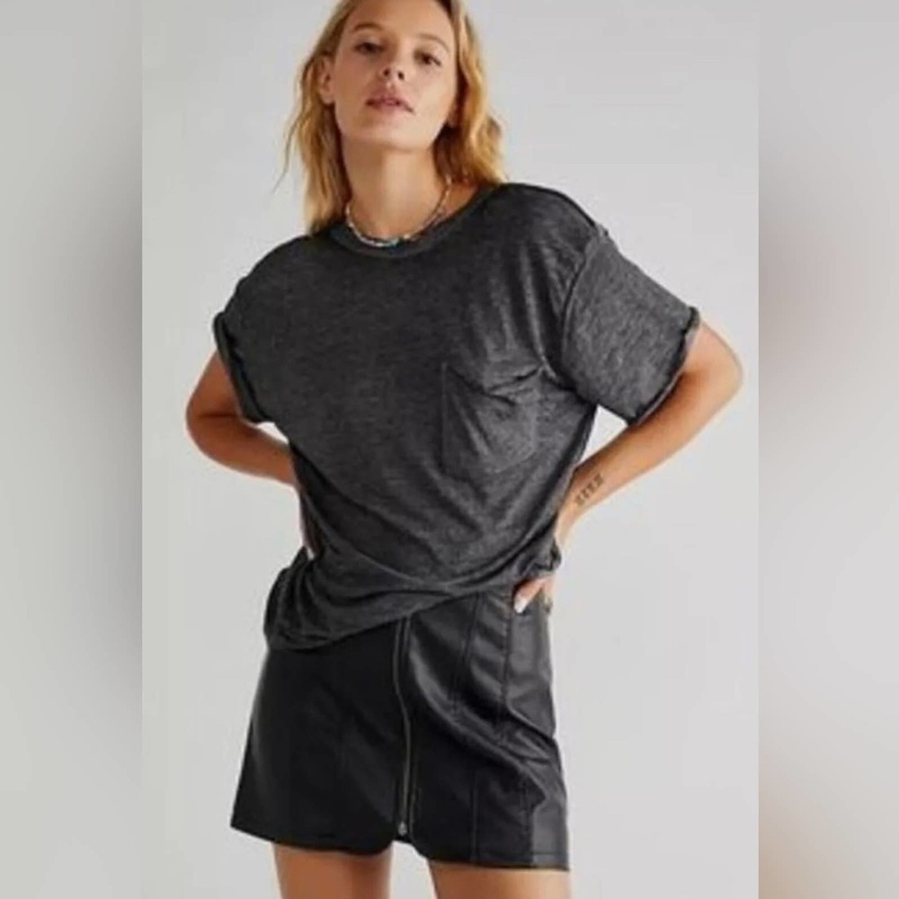 Free People We The Free Black Short Sleeve Vella Tee S NWT